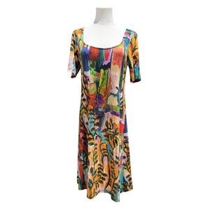 Peruvian Connection Womens Medium Dress Abstract Artsy Resort Colorful Stretchy